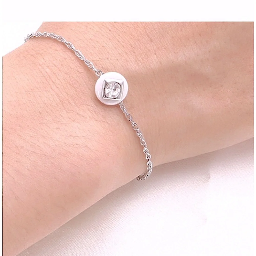 NEW Women's Bezel Simulated Diamond Gold-Plated Ceramic Bracelet,‎ Size 7.8+2